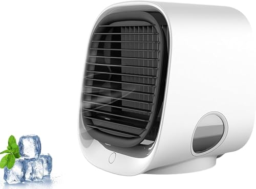 Luftkühler, Tischventilator Mit WasserküHlung, Klimaanlage mit Nano-Spray Luftkühler mit Wasserkühlung Klein Tragbarer Klimaanlagenventilator LED USB-Betriebener Klimagerät für Familie Reisen (Weiß) von comepew