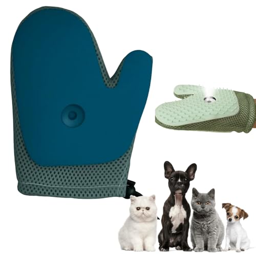 Tierhaarentferner Handschuh, 2025 Neu Fellhandschuhe Fingerlos Katze mit Spray, All-in-One Grooming Mist Glove for Pets Fell Magnet Handschuh Katzenbürste mit Dampf Antistatische Hair Remover (Blau) von comepew