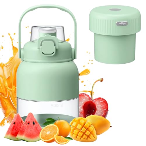 Tragbarer Mixer, 2025 Neu Smoothie Maker to Go, 1300ML BPA-Free Electric Citrus Juicer mit 10 Klingen 2 Becherdeckel Stroh Portabler Elektrischer Saftpresse Blender für Shakes Smoothies (Hellgrün) von comepew