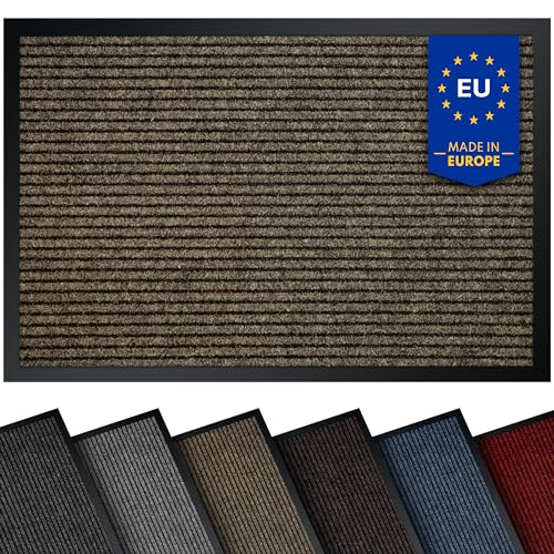 comflor Hochwertige Fußmatte Beige 60x90 groß für Innen & Außen - Schmutzfangmatte rutschfest, waschbar & wetterfest - Fussmatte für Eingangsbereich & Aussenbereich - Läufer Flur dünn von comflor