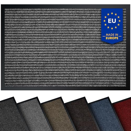 comflor Hochwertige Fußmatte Grau 80x120 groß für Innen & Außen - Schmutzfangmatte rutschfest, waschbar & wetterfest - Fussmatte für Eingangsbereich & Aussenbereich - Läufer Flur dünn comflor Hochwertige Fußmatte Grau 80x120 groß für Innen & Außen - Schmutzfangmatte rutschfest, waschbar & wetterfest - Fussmatte für Eingangsbereich & Aussenbereich - Läufer Flur dünn von comflor