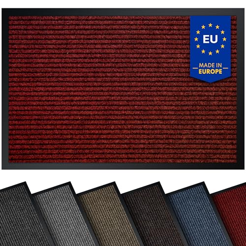 comflor Hochwertige Fußmatte Rot 80x120 groß für Innen & Außen - Schmutzfangmatte rutschfest, waschbar & wetterfest - Fussmatte für Eingangsbereich & Aussenbereich - Läufer Flur dünn von comflor