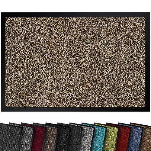 comflor Hochwertige Fußmatte Sand 90x120 groß für Innen & Außen - Schmutzfangmatte rutschfest, waschbar & wetterfest - Fussmatte für Eingangsbereich & Aussenbereich - Läufer Flur dünn von comflor