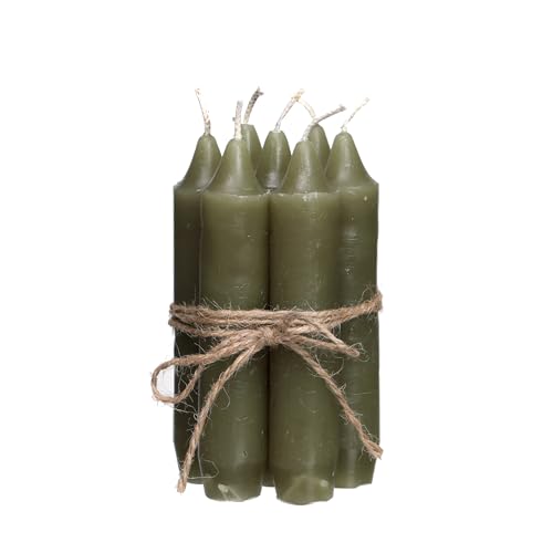 Comforder Kerzen Set (7 Stück), 11cm Stabkerzen Salbei Grün, Tafelkerzen einfarbig, 4+ Stunden Brenndauer von comforder