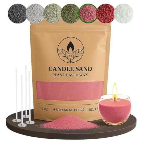 comforder Kerzensand mit Dochten, Wachsgranulat, Kerzen selber Machen Set, Pearled Candle, 400g Kerzenwachs Perlen + 4 Kerzendochte (Rosa) von comforder