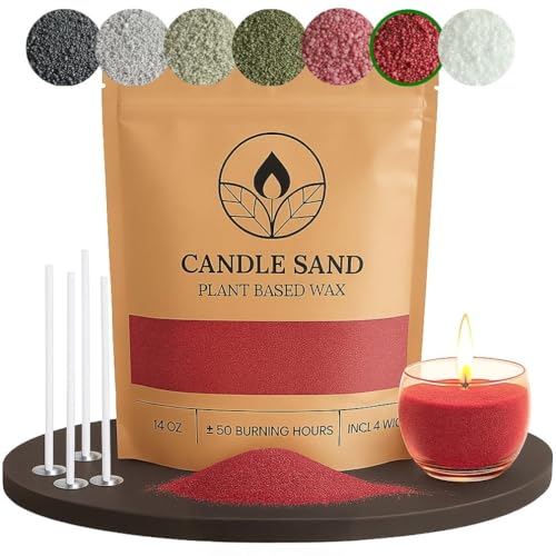 comforder Kerzensand mit Dochten, Wachsgranulat, Kerzen selber machen Set, Pearled Candle, 400g Kerzenwachs Perlen + 4 Kerzendochte (Rot) von comforder