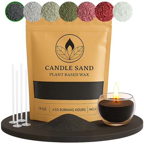 comforder Kerzensand mit Dochten, Wachsgranulat, Kerzen selber machen Set, Pearled Candle, 400g Kerzenwachs Perlen + 4 Kerzendochte (Schwarz) von comforder