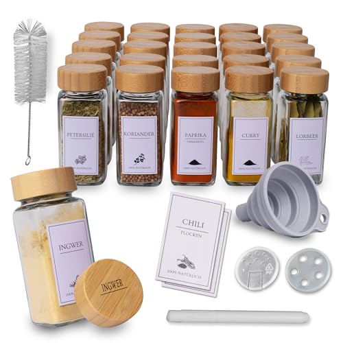 comforder Spice Jars FR Gewürzgläser (Bambus Deckel) von comforder
