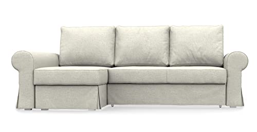 COMFORTLY 2-Sitzer-Schlafsofa mit Chaiselongue-Schonbezug, handgefertigt, kompatibel mit Backabro-Eckcouch, nur Bezüge (strapazierfähig, cremefarben) von comfortly