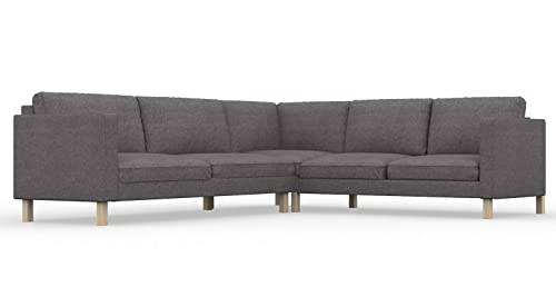 COMFORTLY Ecksofa 3+2/2+3 Schonbezug, handgefertigt, kompatibel mit Karlstad-Ecksofa, nur Bezüge (Krone – Dunkelgrau) von comfortly