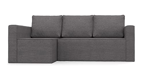 COMFORTLY Ersatzbezug für Ecksofa, Bett, handgefertigt, kompatibel mit Manstad Ecksofa, Bett, links, nur Bezüge (Krone – Dunkelgrau) von comfortly