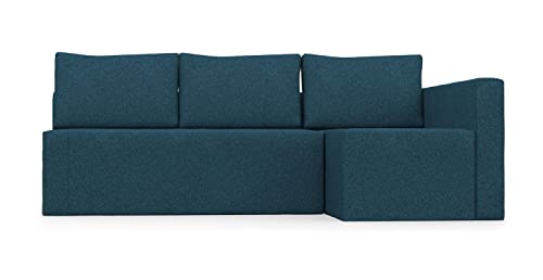 COMFORTLY Schonbezug für Ecksofa, Bett, rechte Seite, handgefertigt, kompatibel mit Friheten-Schlafsofa mit Chaiselonge, nur Bezüge – (strapazierfähig, blau) von comfortly