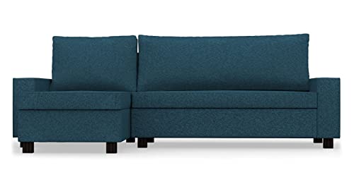 COMFORTLY Schonbezug für Schlafsofa mit Chaiselongue, handgefertigt, kompatibel mit VILASUND Couch, nur Bezüge (strapazierfähig, blau) von comfortly