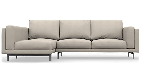 NOCKEBY 2-Sitzer-Sofa mit linker Chaiselongue, Ersatzbezug, handgefertigt, kompatibel mit NOCKEBY Sofa mit Chaiselonge, linke Seite, nur Bezüge (Kaschmir-Mischungen, Beige) von comfortly