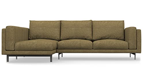 NOCKEBY 2-Sitzer-Sofa mit linker Chaiselongue, Ersatzbezug, handgefertigt, kompatibel mit NOCKEBY Sofa mit Chaiselonge, linke Seite, nur Bezüge (Krone – oliv) von comfortly