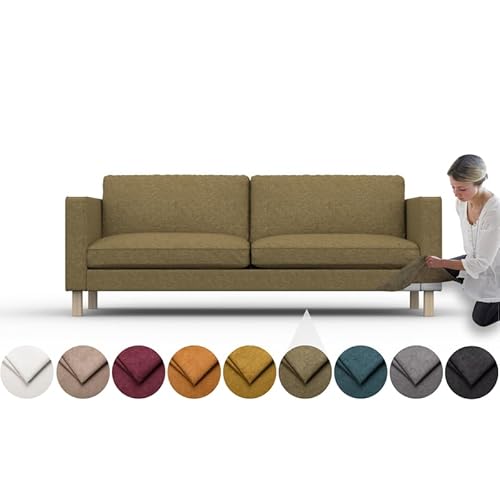 comfortly Bezug für Karlstad 3-Sitzer-Sofa, Ersatz-Schonbezug, strapazierfähig, 7-teilig, weicher, strapazierfähiger, waschbarer Stoff, leicht zu reinigen und zu ersetzen (Krone, Olivgrün) von comfortly