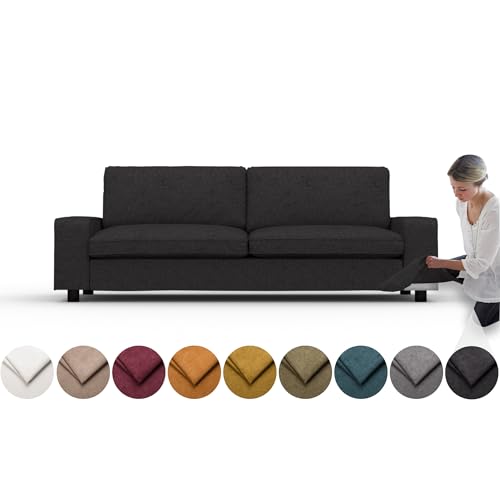 comfortly Bezug für Kivik 3-Sitzer-Sofabett, Ersatz-Schonbezug, strapazierfähig, 7-teilig, weicher, strapazierfähiger, waschbarer Stoff, leicht zu reinigen und zu ersetzen (Krone, Schwarz) von comfortly