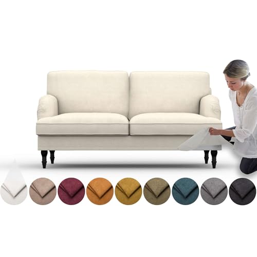 comfortly Bezug für Stocksund 2-Sitzer-Sofa, Ersatz-Schonbezug, strapazierfähig, 7-teilig, weicher, strapazierfähiger, waschbarer Stoff, leicht zu reinigen und zu ersetzen (Krone, Elfenbein) von comfortly