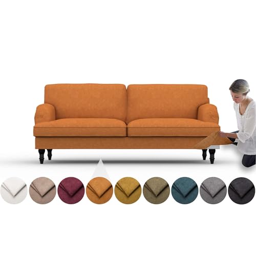 comfortly Bezug für Stocksund 3-Sitzer-Sofa, Ersatz-Schonbezug, strapazierfähig, 7-teilig, weicher, strapazierfähiger, waschbarer Stoff, leicht zu reinigen und zu ersetzen (Krone, Bernstein) von comfortly