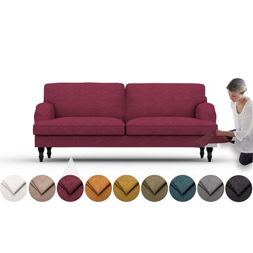 comfortly Bezug für Stocksund 3-Sitzer-Sofa, Ersatz-Schonbezug, strapazierfähig, 7-teilig, weicher, strapazierfähiger, waschbarer Stoff, leicht zu reinigen und zu ersetzen (Krone – Chianti) von comfortly