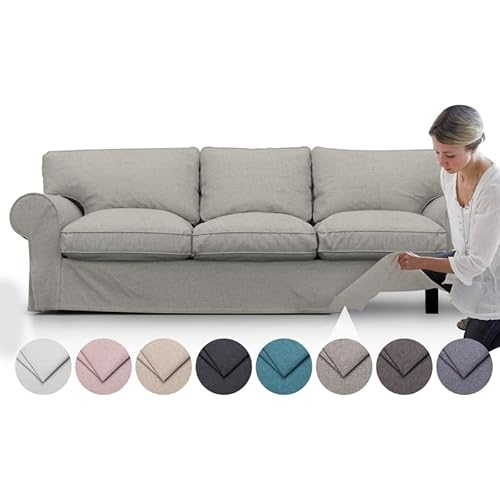 comfortly Ektorp 3-Sitzer-Sofa Ersatzbezug - Strapazierfähiger Schonbezug, Haustier- und Schmutzabweisend, Langlebiges Nano-Tech-Gewebe, Leicht zu Reinigen und zu Ersetzen (Grau) von comfortly