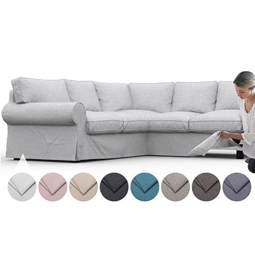 comfortly Ersatzbezug für Ektorp 2+2 Ecksofa-Ersatzbezug robuster Bezug, Haustier- und schmutzabweisend, strapazierfähiges Nano-Tech-Gewebe, leicht zu reinigen und auszutauschen (Silber Farbe) von comfortly
