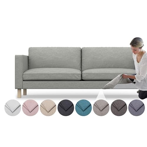 comfortly Karlstad 3-Sitzer-Sofa Ersatzbezug - Strapazierfähiger Schonbezug, Haustier- und Schmutzabweisend, Langlebiges Nano-Tech-Gewebe, Leicht zu Reinigen und zu Ersetzen (Grau) von comfortly