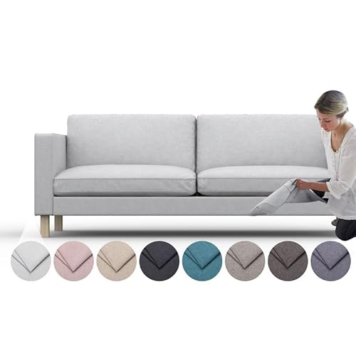 comfortly Karlstad 3-Sitzer-Sofa Ersatzbezug - Strapazierfähiger Schonbezug, Haustier- und Schmutzabweisend, Langlebiges Nano-Tech-Gewebe, Leicht zu Reinigen und zu Ersetzen (Silber) von comfortly