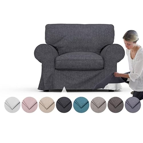 comfortly Schonbezug für EKTORP-Sessel, robuster Schonbezug, Haustier- und schmutzabweisend, strapazierfähiges Nano-Tech-Gewebe, leicht zu reinigen und auszutauschen. (Anthrazitfarbe) von comfortly