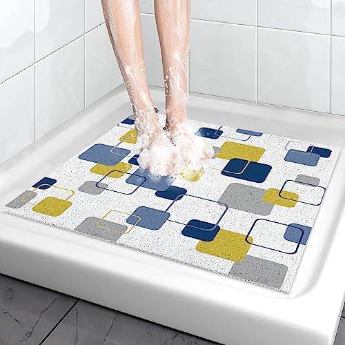 comfoyar Duschmatte rutschfest Badvorleger, Waschbar Weiche Badeteppiche für Badezimmer, Dusche, Wanne, 60 x 60cm, Bunte Rechtecke von comfoyar