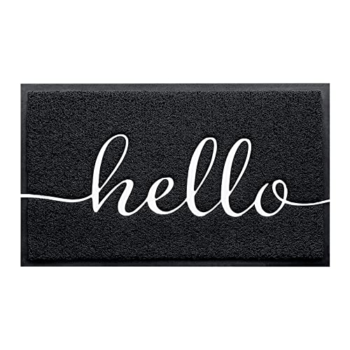 comfoyar Fußmatte Außen, Fussmatte rutschfeste PVC Schmutzfänge, Willkommen Hello Fußmatte Langlebige Waschbar für Innen und Außen Hauseingang Hintertür Flur (45 x 75 cm) von comfoyar