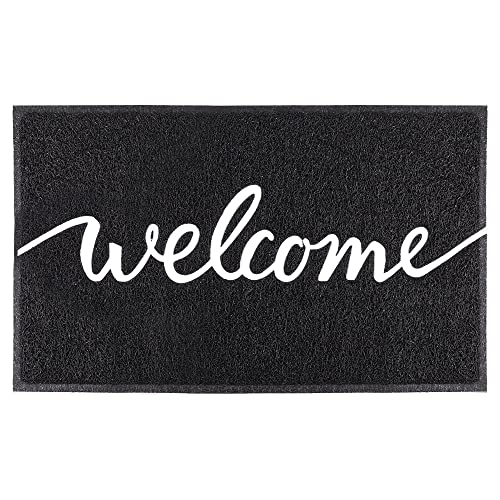 comfoyar Schmutzfänger Fußmatte rutschfeste PVC Langlebige Waschbar Türmatte für Innen und Außenbarriere Willkommen Hello Matte für Hauseingang Hintertür Flur (Welcome, 45 x 75 cm) von comfoyar