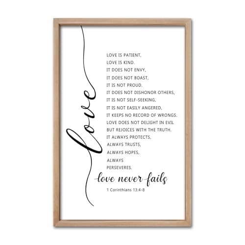 comurdyo Wanddekoration, Motiv: Love Is Patient Kind, 61 x 40 cm, Motiv: Love Never Fails 1 Corinthians 13 Bibelvers aus Holz comurdyo Wanddekoration, Motiv: Love Is Patient Kind, 61 x 40 cm, Motiv: Love Never Fails 1 Corinthians 13 Bibelvers aus Holz von comurdyo