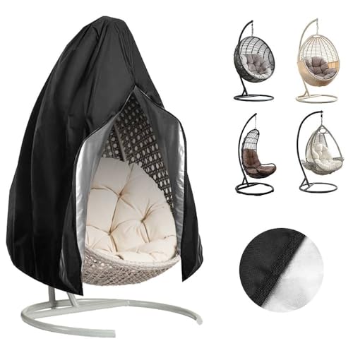 COMVASTARS Hängesessel Abdeckung Outdoor, Swing Egg Chair Cover, Hängesessel, Hängesessel Outdoor, Hängesessel Gestell, Anti-Staub mit Reißverschluss 420D Oxford Stoff Veranda 115 x 190 cm Schwarz von comvastars