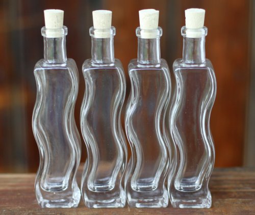 4x Glasflasche Onda Alta 100ml leere Flaschen mit Korken, zum selbst Abfüllen, 0,1 Liter, Likörflasche von condecoro von condecoro