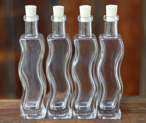 condecoro 4X Glasflasche Onda Alta 100ml Leere Flaschen mit Korken, zum selbst Abfüllen, 0,1 Liter, Likörflasche von condecoro