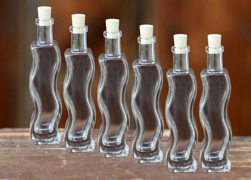 6x Glasflasche Onda Alta 100ml leere Flaschen mit Korken, zum selbst Abfüllen, 0,1l Liter, Likörflasche Schnapsflasche Ölflasche, 6 Stück von condecoro von condecoro