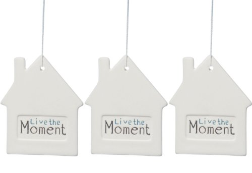 Hänger - Live the Moment - Deko Fensterhänger Porzellan weiß 3er Set von condecoro