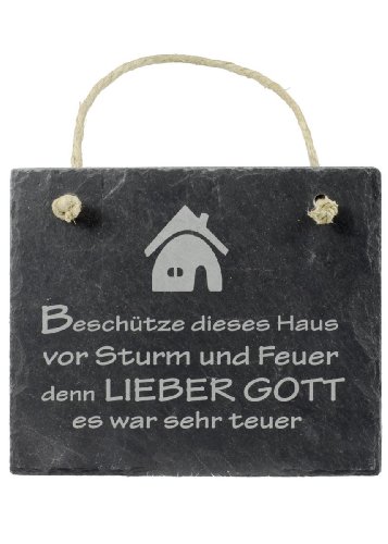 Schiefer Schild Beschütze dieses Haus vor Sturm und Feuer... Haussegen von condecoro