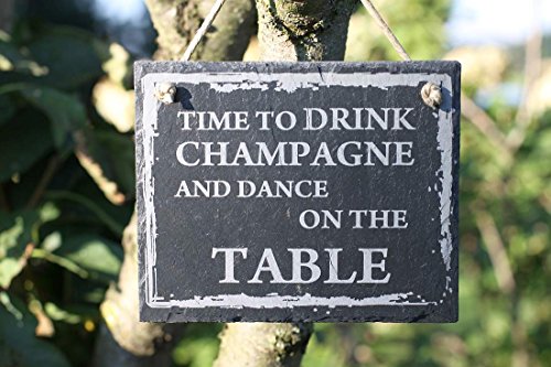 Schiefer Schild 'Time to drink Champagne' Schiefertafel Wandbild von condecoro