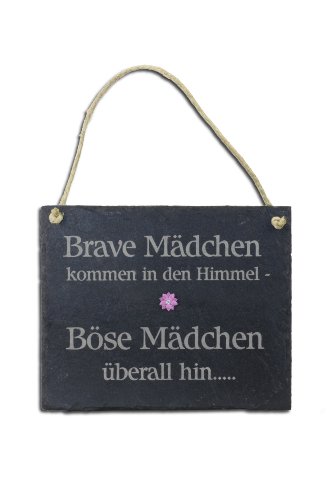 Schiefertafel Brave Mädchen kommen in den Himmel... Schild Wandbild que von condecoro