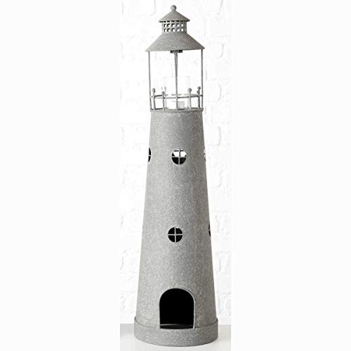 Windlicht Leuchtturm Metall Zink- Optik Teelichthalter Shabby Landhaus (Large) von condecoro