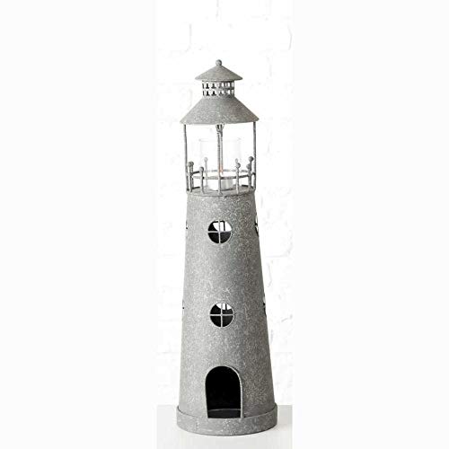Windlicht Leuchtturm Metall Zink- Optik Teelichthalter Shabby Landhaus (Small) von condecoro