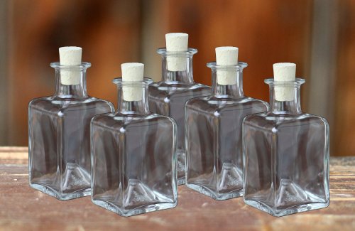 condecoro 5x Glasflasche Picasso 200ml leere Flaschen mit Korken, zum selbst Abfüllen, 0,2l Liter, Likörflasche Schnapsflasche Ölflasche, 5 Stück von condecoro