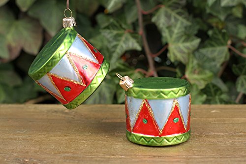 condecoro Christbaum-Schmuck Hänger Trommel Glas Baumbehang, 2er Set von condecoro