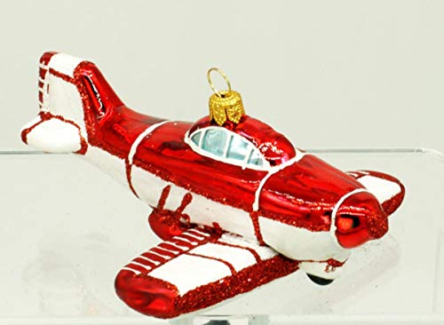 condecoro Flugzeug Christbaumschmuck Sportflieger Christbaumkugel rot von condecoro