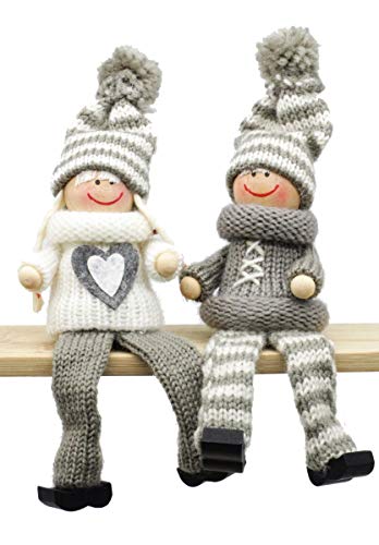 condecoro Kantenhocker Mädchen Junge Wichtel grau weiß 2er Set condecoro Kantenhocker Mädchen Junge Wichtel grau weiß 2er Set von condecoro