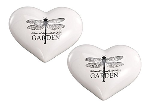 condecoro Keramikherz - Garden - Libellen Motiv Landhaus Deko-Stein, 2er Set von condecoro
