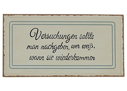condecoro Schild - Versuchungen sollte Man.. - Shabby Chic Blechschild Wandbild in grau von condecoro