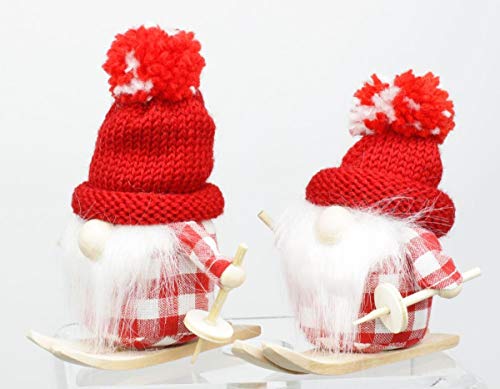 condecoro Skifahrer Wichtel mit Ski und Stöcken rot 2er Set condecoro Skifahrer Wichtel mit Ski und Stöcken rot 2er Set von condecoro